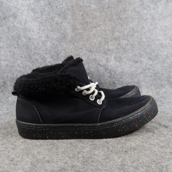 Old Navy Shoes Kids 3 Casual Sneaker High Top Black Lace Up Glitter Sole Trainer - Picture 1 of 11